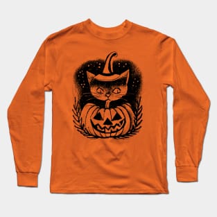 Cute Cat in Pumpkin - Halloween Long Sleeve T-Shirt